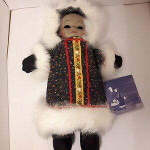 CHILDREN OF THE NORTH PORCELAIN Doll NWT Flaw Native American